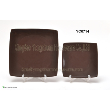 Brown Color Square Plate Set